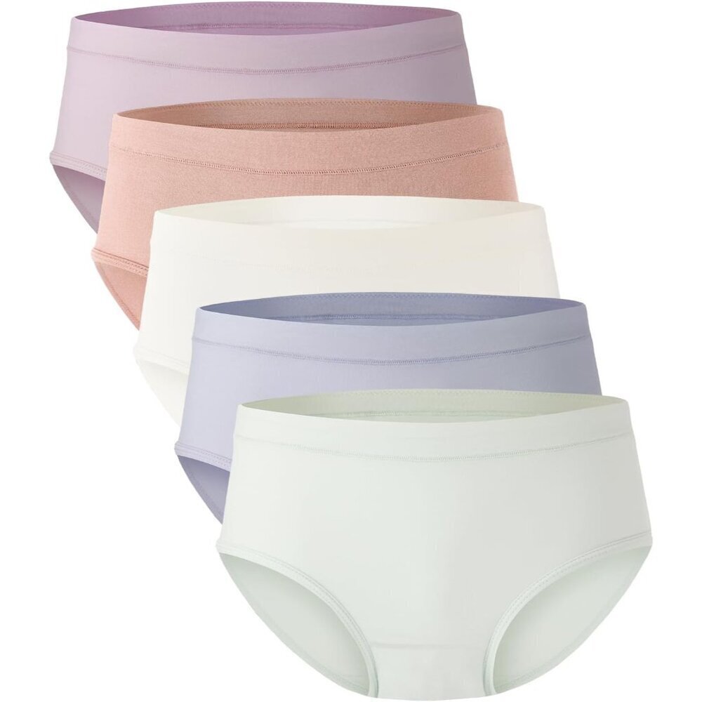 Women's Bamboo Moisture-Wicking Briefs 5-Pack Breathable Mid Waist Panties
